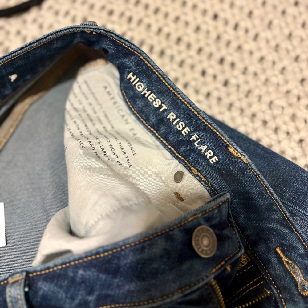 American Eagle Outfitters Highest Rise Flare Blue Jeans - Picture 8 of 8